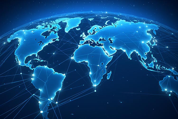 world map and globeal connection, Futuristic Digital Connections